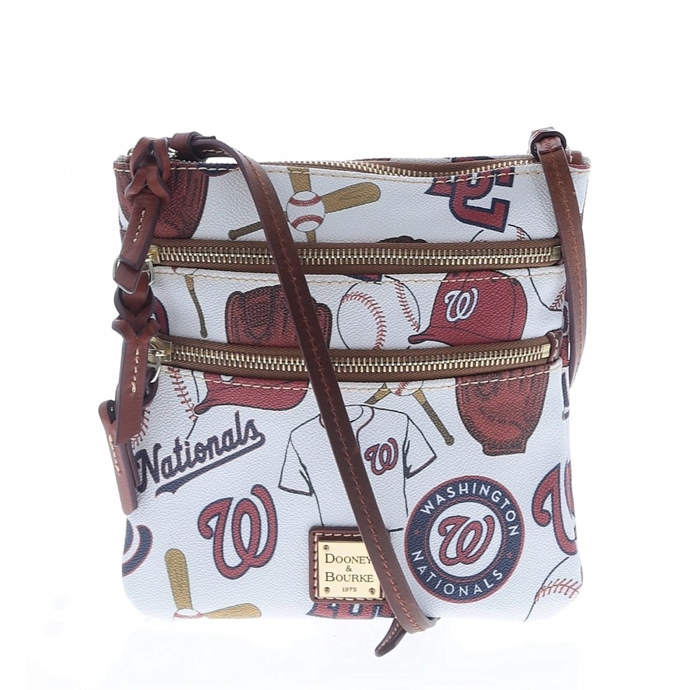 Dooney & Bourke Washington Nationals Triple Zip White Crossbody Bag